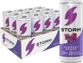 STORM front packaging showing harvest grape flavor and 12-pack convenience