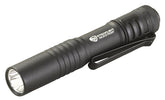 Streamlight MicroStream front view showing compact black penlight and lens, reliable illumination