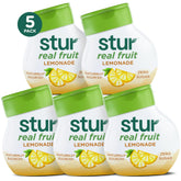 Stur bottle front packaging showing lemonade label and servings benefit