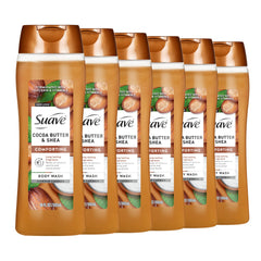Suave front packaging showing cocoa butter and shea for moisturizing