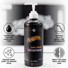 Suavecito pomade pump bottle on retail shelf showing convenient 16 oz size
