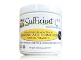 Sufficient-C front packaging showing lemon peach branding and benefits