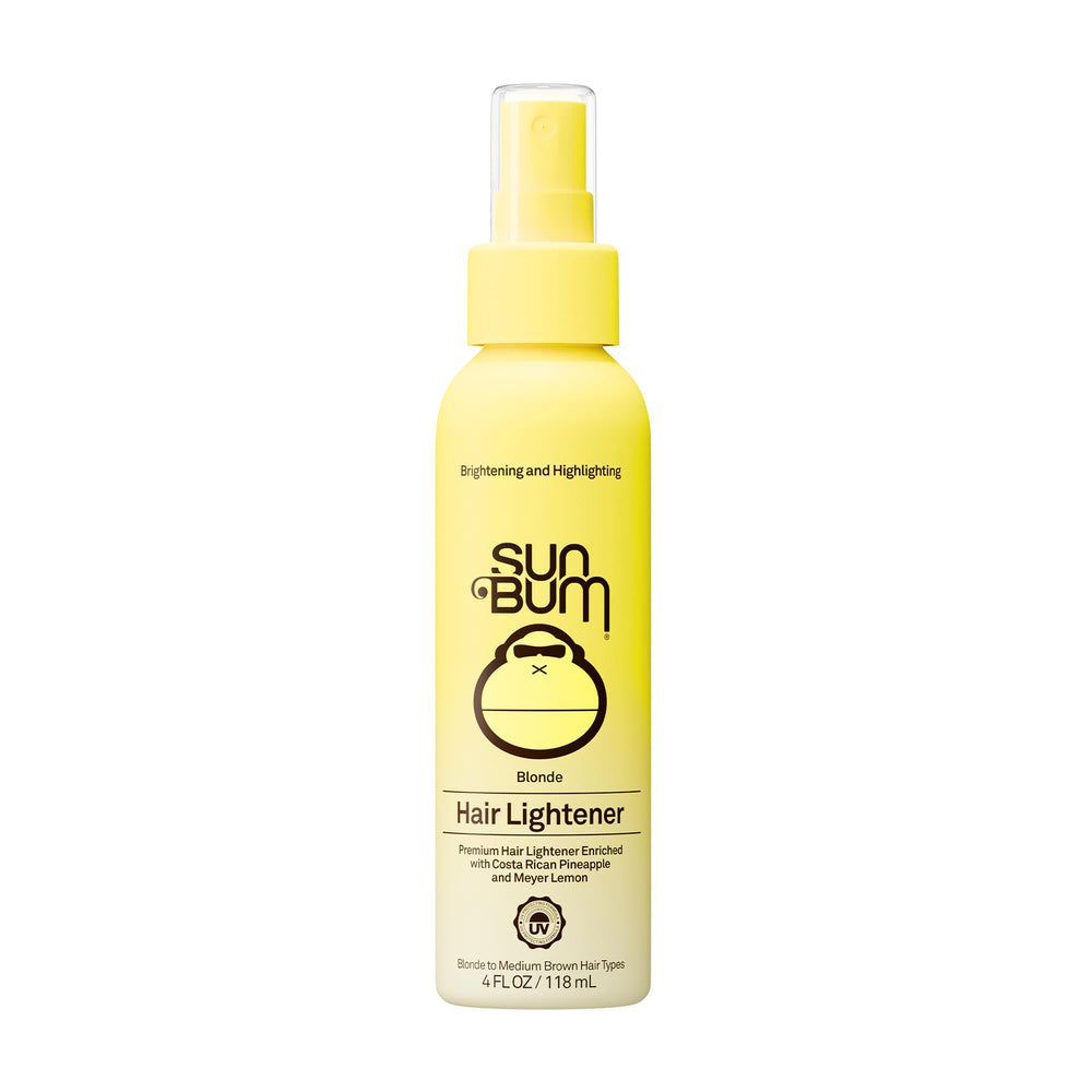 Sun Bum front packaging of 4 oz Blonde Hair Lightener spray showing product benefits