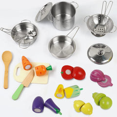 Sundaymot stainless steel pots and pans close-up highlighting durable kid-safe cookware