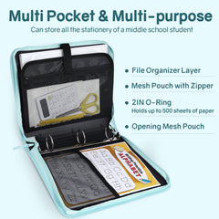 SUNEE interior view with 2-inch metal O-rings keeping papers tightly secured
