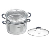 Sunhouse front view of two-tier steamer pot showing compact design and versatility