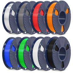 SUNLU front view of 8-color 250g PLA bundle showing all included spools and colors