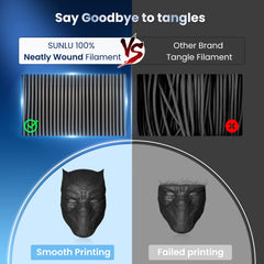 SUNLU spool mounted on printer in use showing smooth extrusion reliability