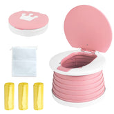 SunnySmile folded travel potty front view showing compact storage benefit