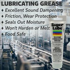 Super Lube close-up of translucent white grease texture highlighting spreadability and PTFE content