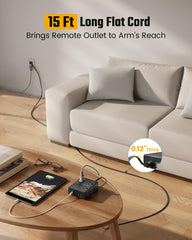 SUPERDANNY flat plug close-up fitting flush against wall to save space behind furniture