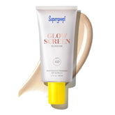 Supergoop! Glowscreen front packaging showing SPF 40 and sunrise tint for glow