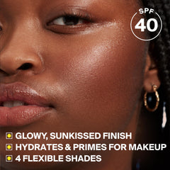 Supergoop! swatched on skin showing before and after even tone benefit