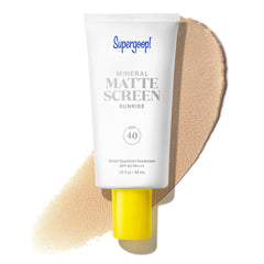 Supergoop! front packaging of Mattescreen Sunrise showing SPF 40 and matte finish benefit