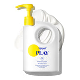Supergoop! front pump bottle showing product and easy dispensing benefit