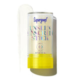 Supergoop! stick front packaging showing compact clear SPF convenience