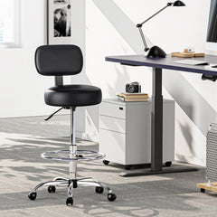 SUPERJARE drafting chair side profile with adjustable footrest improving posture