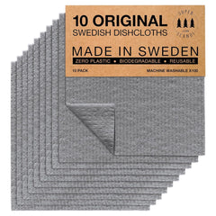 SUPERSCANDI front packaging showing grey dishcloths and eco benefits