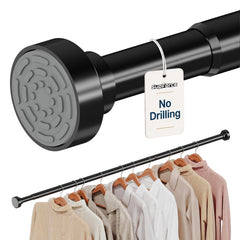 Supforce front view of black adjustable rod showing sleek profile and easy installation benefit