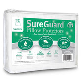 SureGuard front view of queen pillow protector showing smooth cotton finish and fit