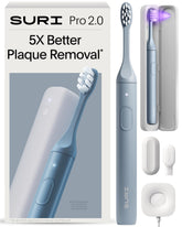 SURI Pro front view showing blue aluminium handle and sleek profile for comfortable grip