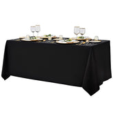 Surmente black tablecloth front flat lay showing full coverage and sleek look