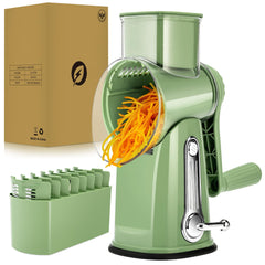 SUSTEAS front view of rotary grater showing full unit and blades for fast prep