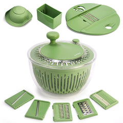 SUSTEAS salad spinner front view showing bowl and lid for quick prep