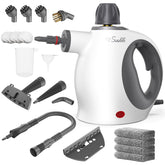 Suu66 front view of handheld steam cleaner showing compact design and benefit of portability