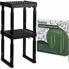 Svartur front view of assembled shelf showing organized locker benefit