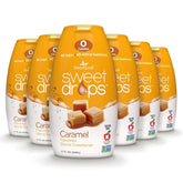 SweetLeaf caramel front packaging showing bottle and label, highlights portability