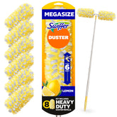 swiffer heavy duty duster front kit showing contents and quick setup benefit