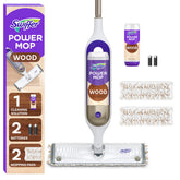Swiffer PowerMop Wood front view showing ergonomic handle and head for efficient cleaning