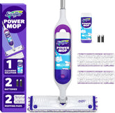 Swiffer PowerMop front view showing slim electric spray mop for quick cleaning