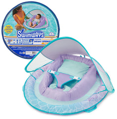 SwimWays front view of infant float showing stable seat and canopy, safe support