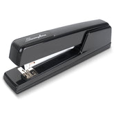 Swingline 747 front view showing black all-metal body and solid design benefit