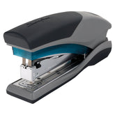 Swingline Optima 25 front view showing blue-gray housing and durable design benefit