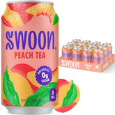 Swoon front packaging showing peach tea can and keto benefit