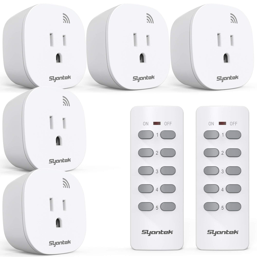 Syantek front view showing five white receivers and two remotes, easy control benefit