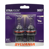 SYLVANIA 9007 XtraVision front packaging showing two replacement headlight bulbs and benefits