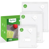 Syntus front packaging showing 60 reusable vacuum sealer bags and sizes benefits space-saving