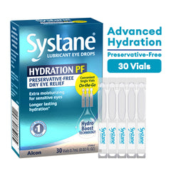 Systane single unit-dose vial top view for sterile, on-the-go application