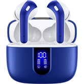 TAGRY X08 front view showing earbuds and case for compact convenience