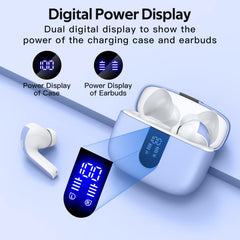 TAGRY LED power display close-up highlighting clear battery levels for case and earbuds