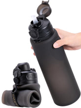 TakeToday front view showing full 32oz bottle and sleek black finish for travel