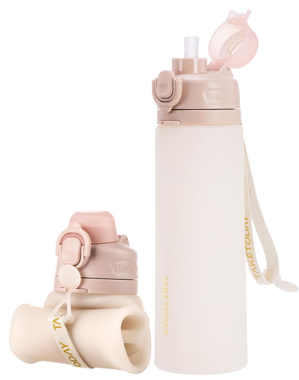 TakeToday sand bottle front view shows portable design and travel convenience