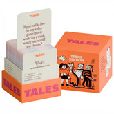 TALES box front showing teen conversation deck, encourages shared moments