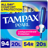 Tampax Pearl front packaging showing multipack and benefits