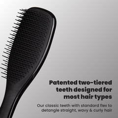 TANGLE TEEZER close-up of two-tier teeth revealing gentle detangling action