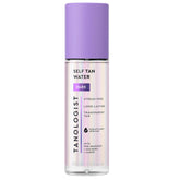 Tanologist front packaging showing clear dark self tan water benefit: easy application